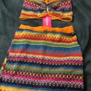 SHEIN Multicolor Patterned Skirt Set